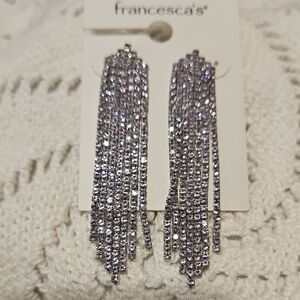 Francesca's Collections Sparkling Silver Tassel Earrings